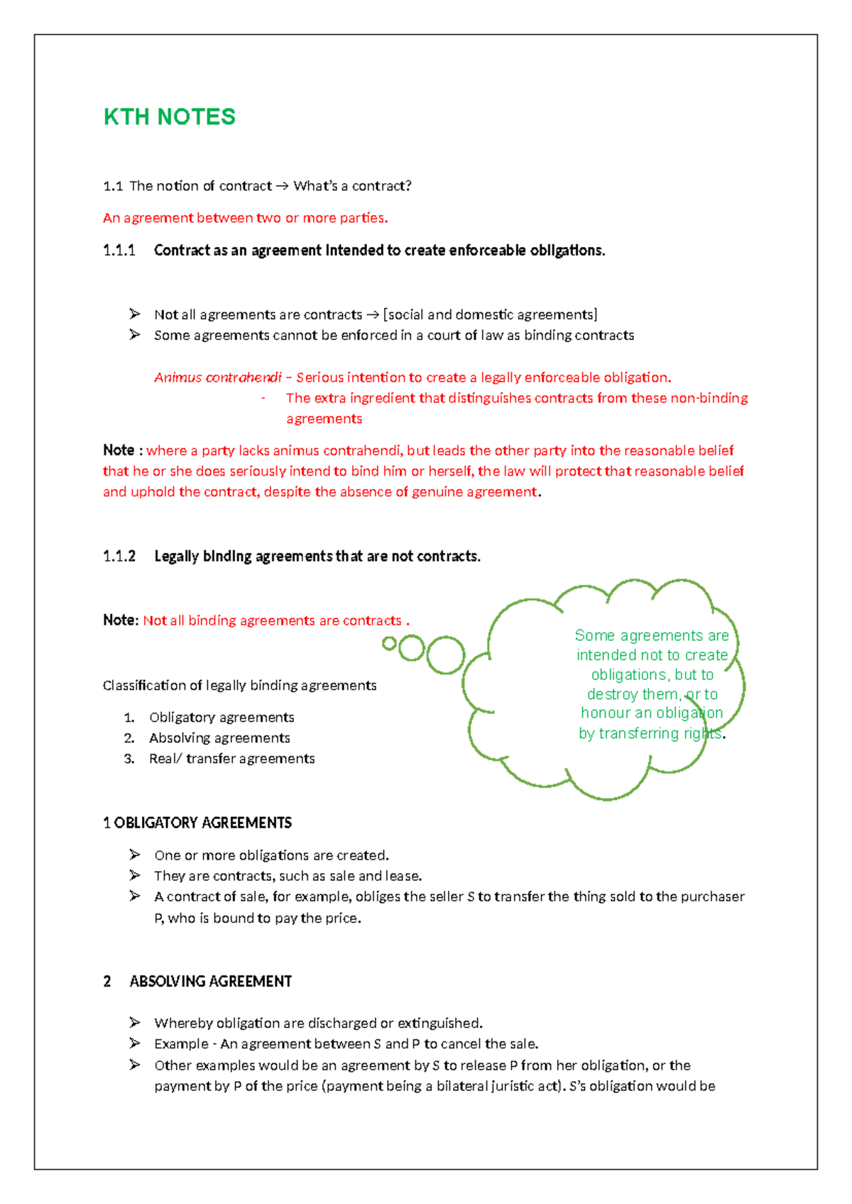 KTH Notes 234: Understanding Contracts and Legal Obligations - Studocu