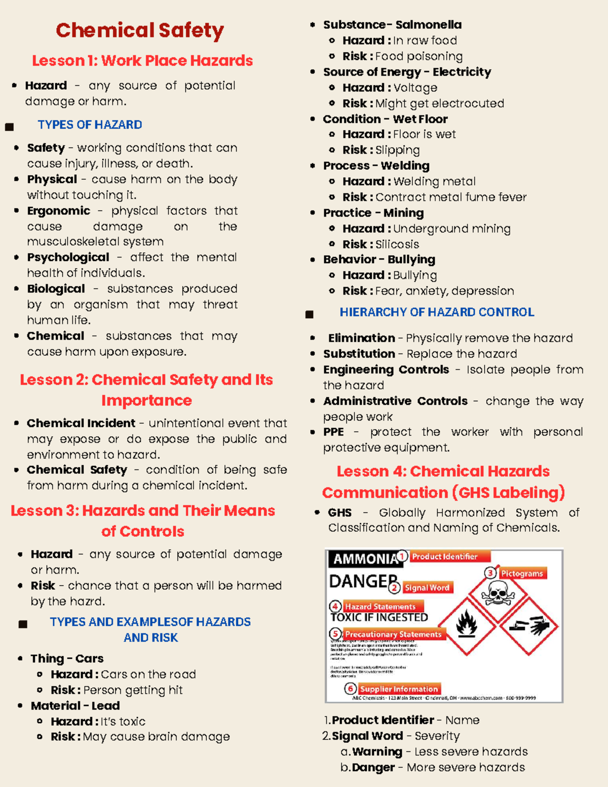 Chemical Safety Reviewer: Understanding Workplace Hazards and Controls ...