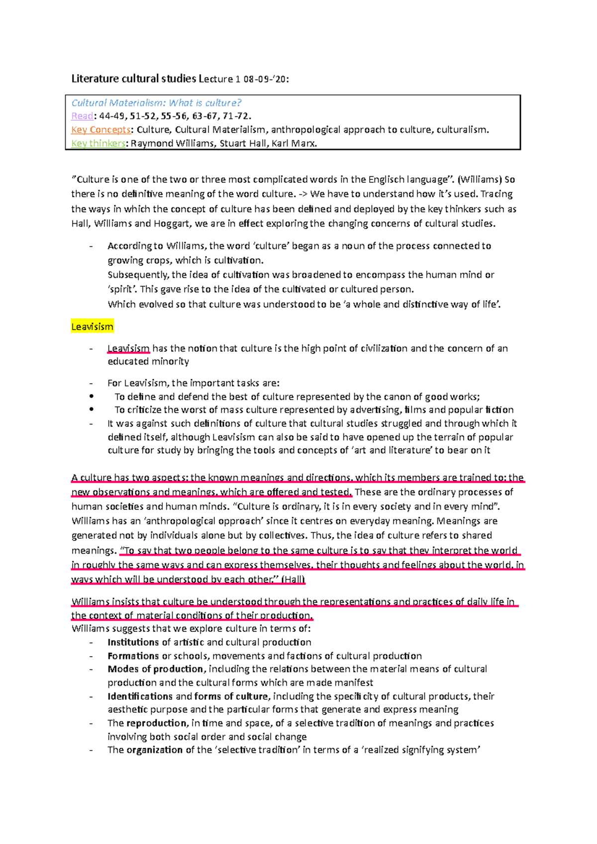 Cultural Studies Overview: Key Concepts and Theories (LIT101) - Studeersnel