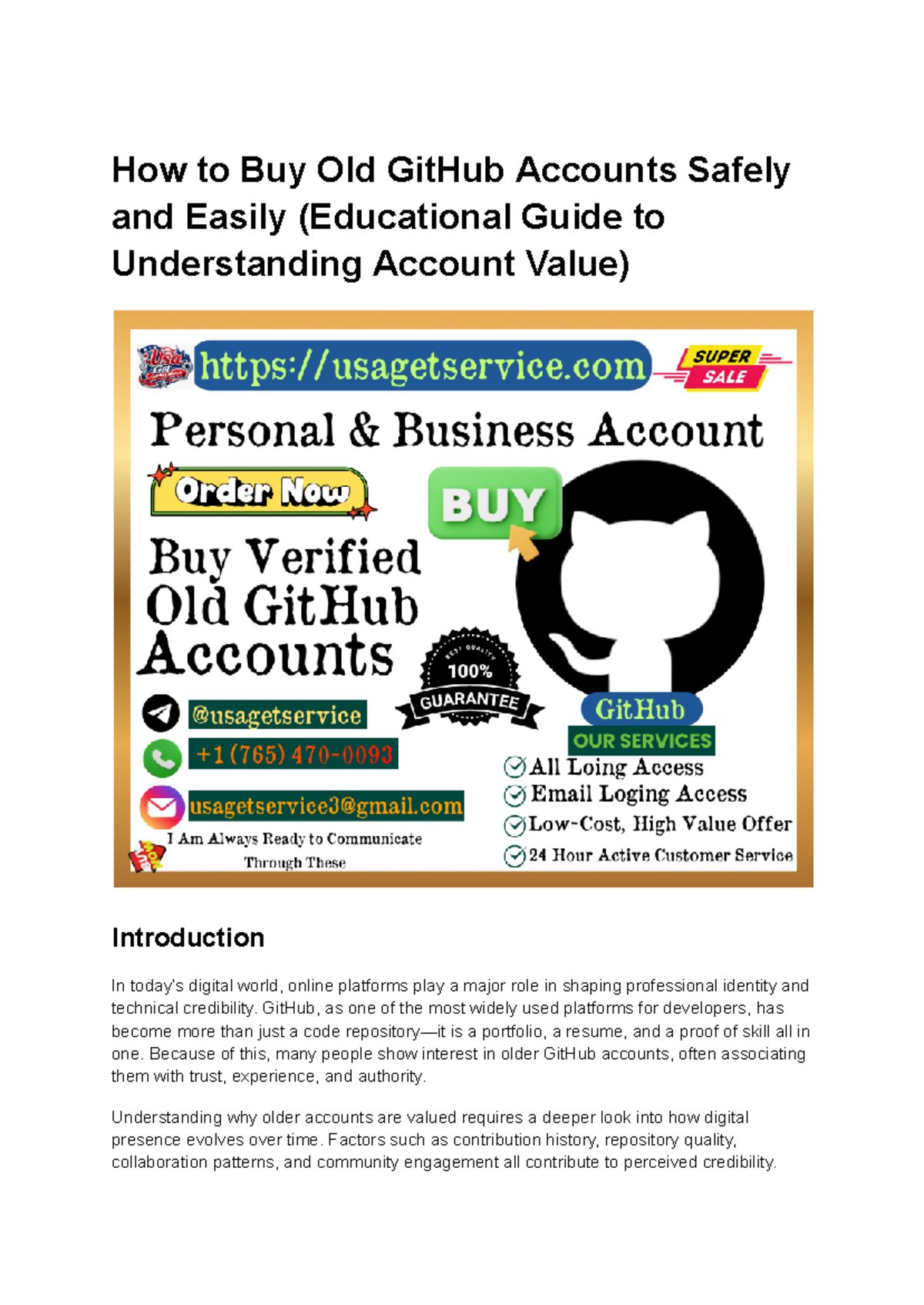 How to Safely Acquire Old GitHub Accounts: An Educational Guide - Studocu