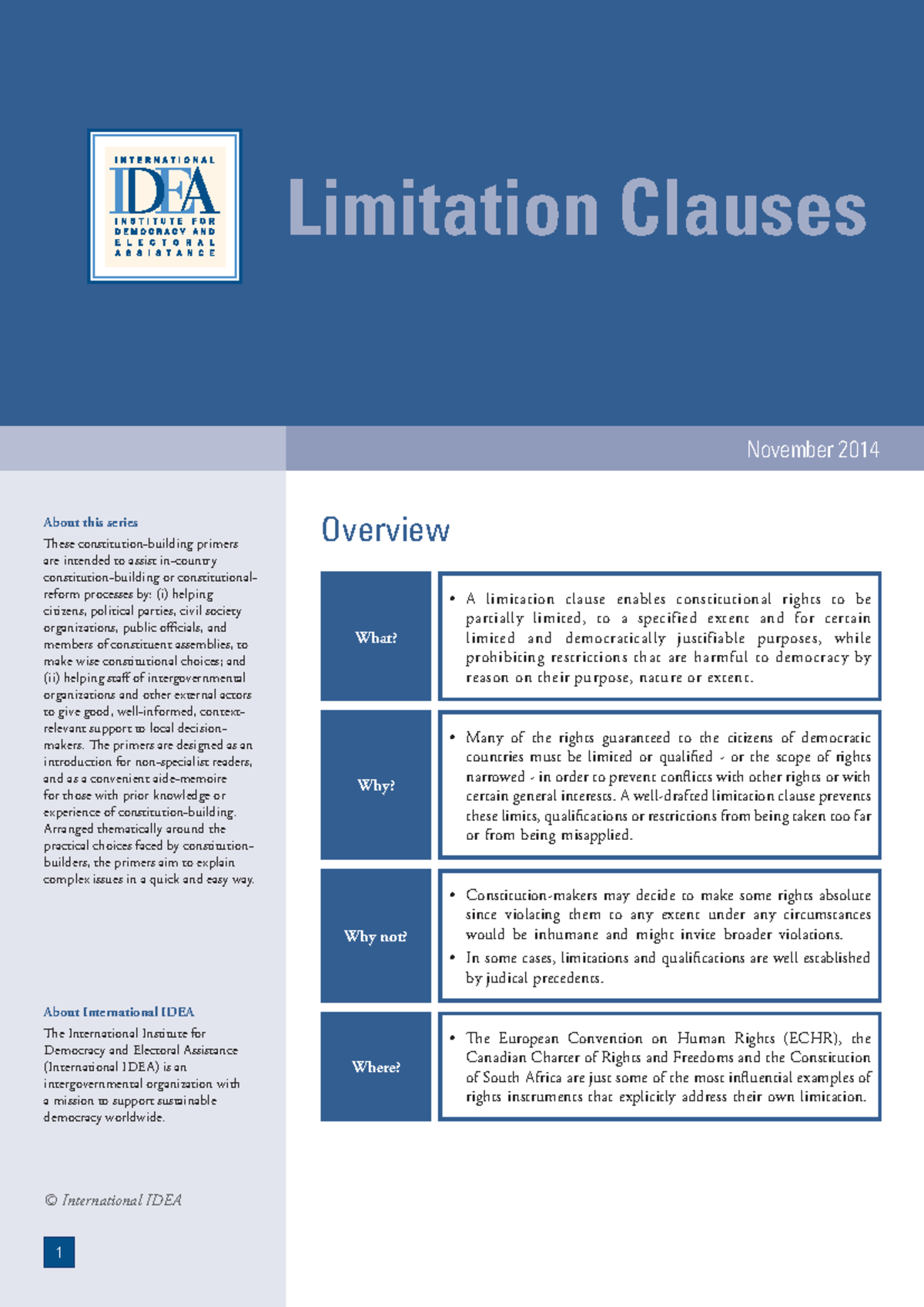 Limitation Clauses in Constitutional Law: A Summary of Key Concepts ...