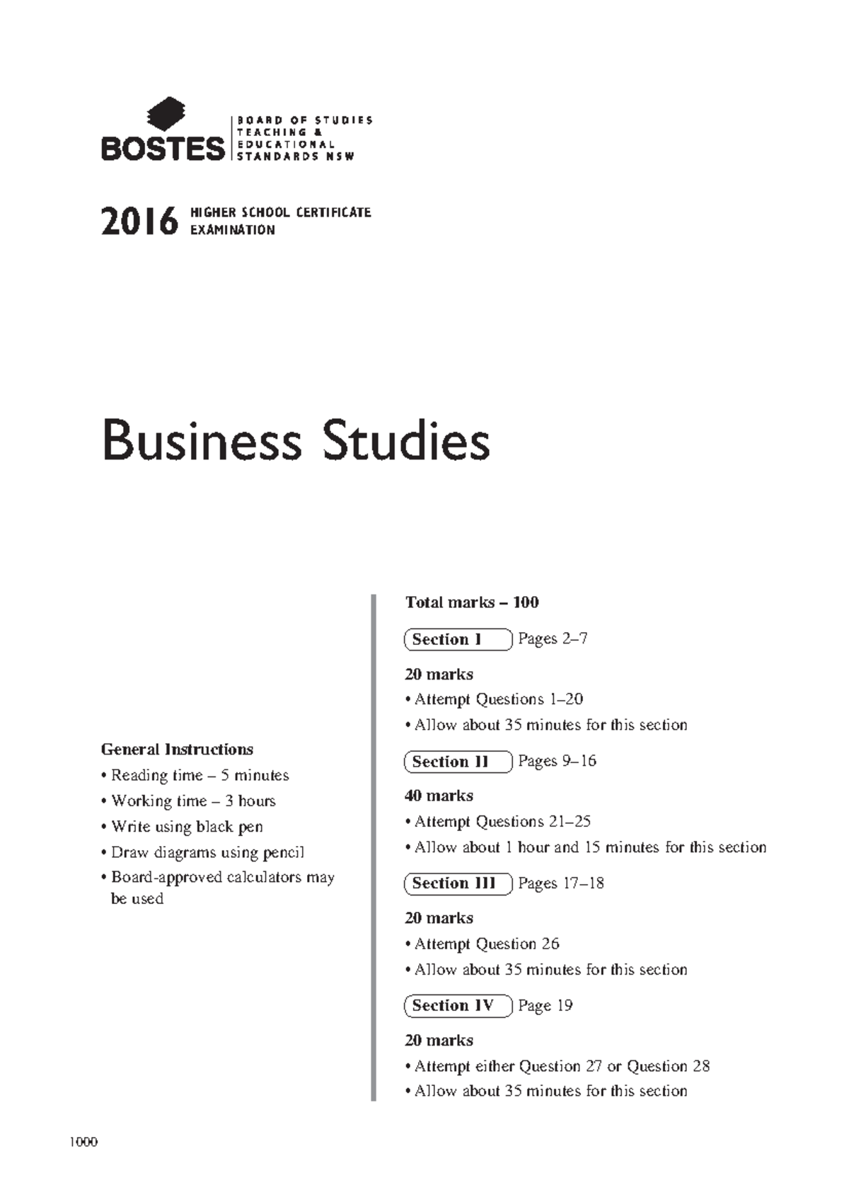 2016 HSC Business Studies Exam Paper: Comprehensive Guide - Studocu