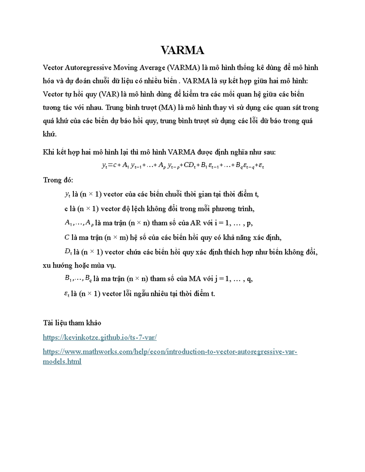 Algorithms Varma - VARMA Vector Autoregressive Moving Average (VARMA ...