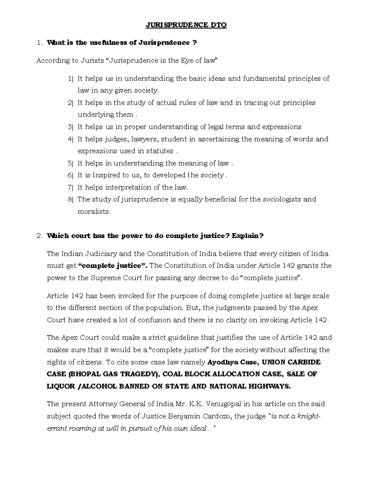 Jurisprudence - LLB Sem 4 Study Notes and Key Concepts - Studocu