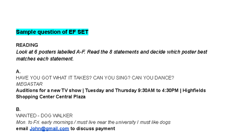 EF 344: Sample Questions on Posters and ENS Insights - Studocu