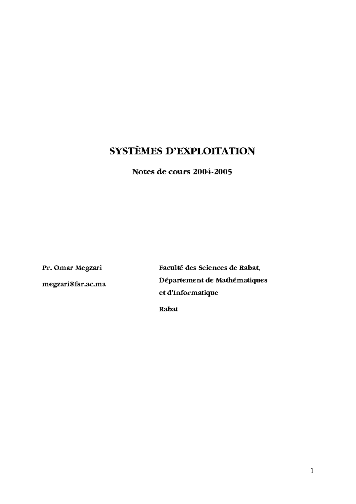 SYSTÈMES: Notes de Cours sur l'Architecture Informatique - Pr. Megzari ...