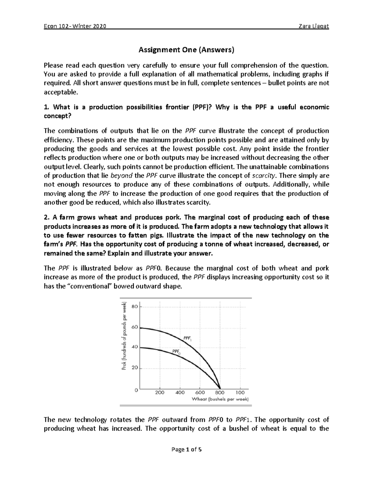 W20 Econ 102 - A1 - Detailed Assignment Answers and Explanations - Studocu