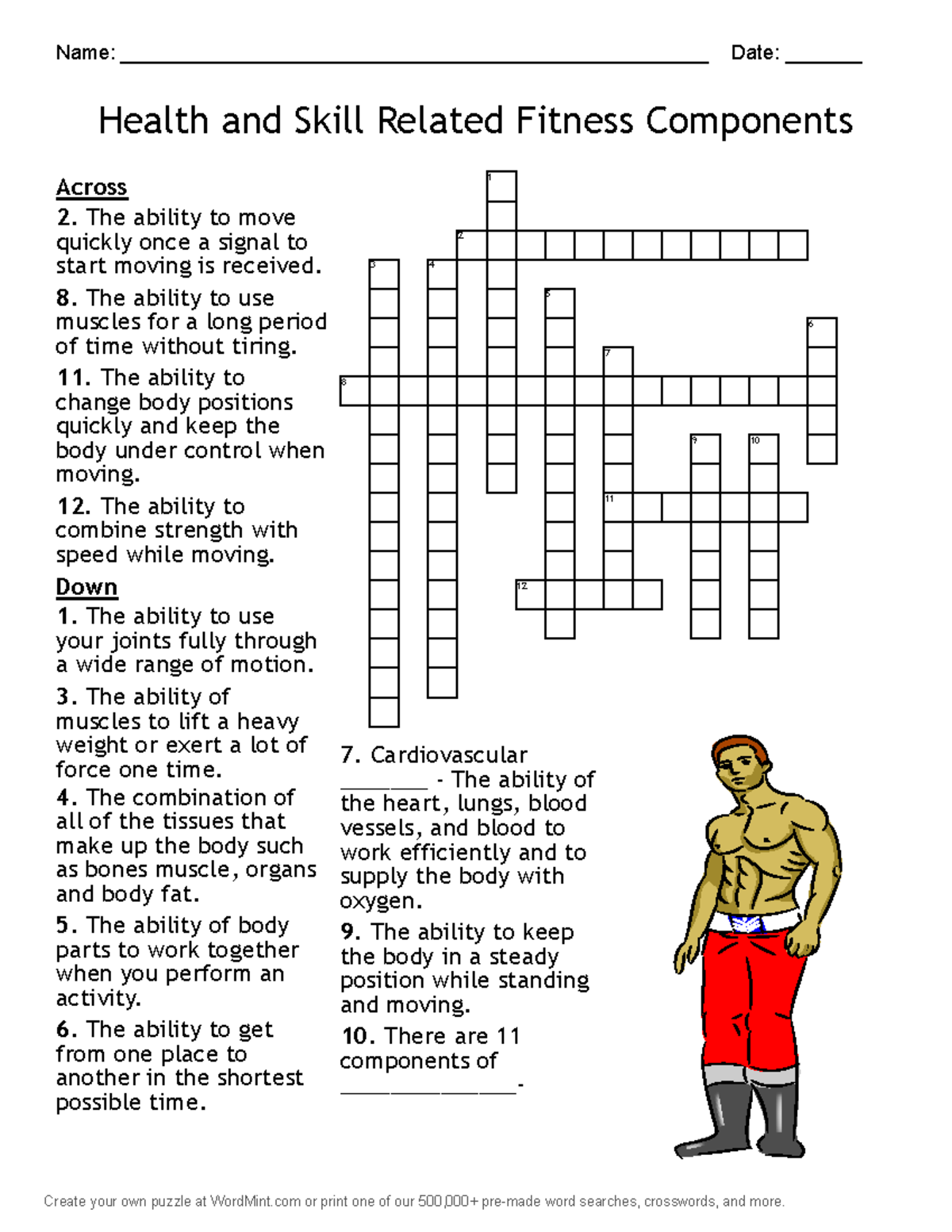 Health and Skill Related Fitness Components Crossword Puzzle - Studocu
