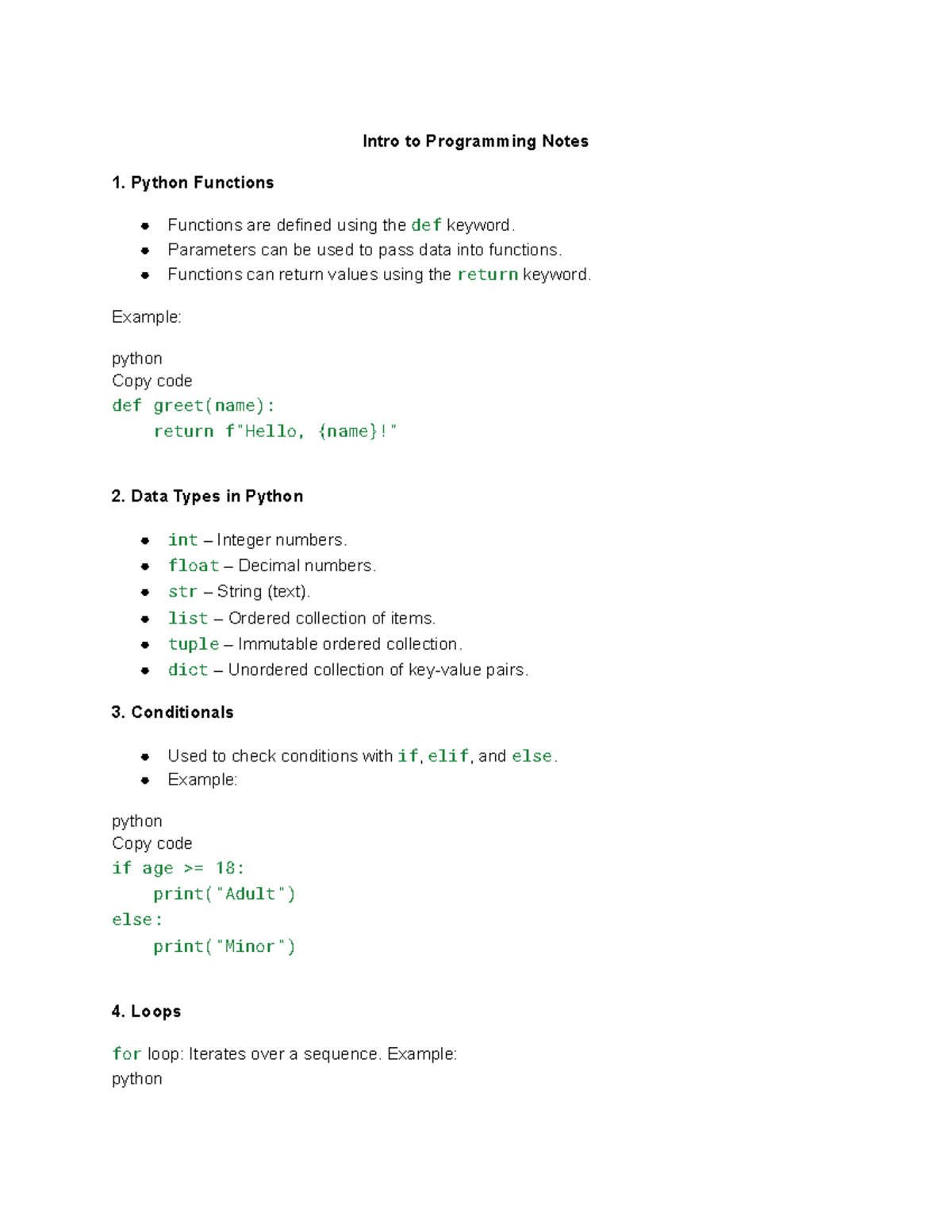 Intro to Programming Notes - Intro to Programming Notes Python ...