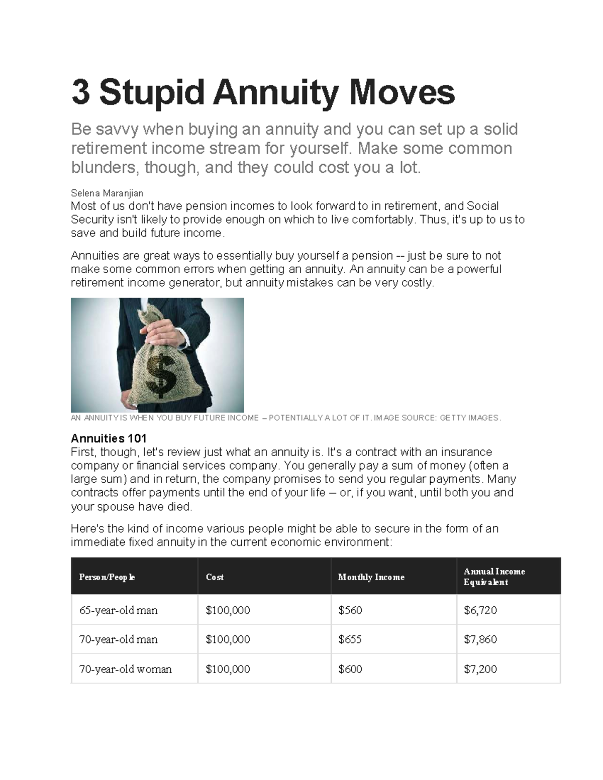 Fin 3040: 3 Common Annuity Mistakes to Avoid for Retirement - Studocu