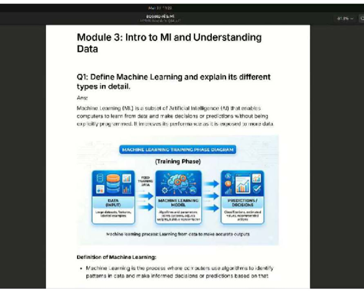 AIML M3 - Machine Learning Concepts and Data Understanding Notes - Studocu
