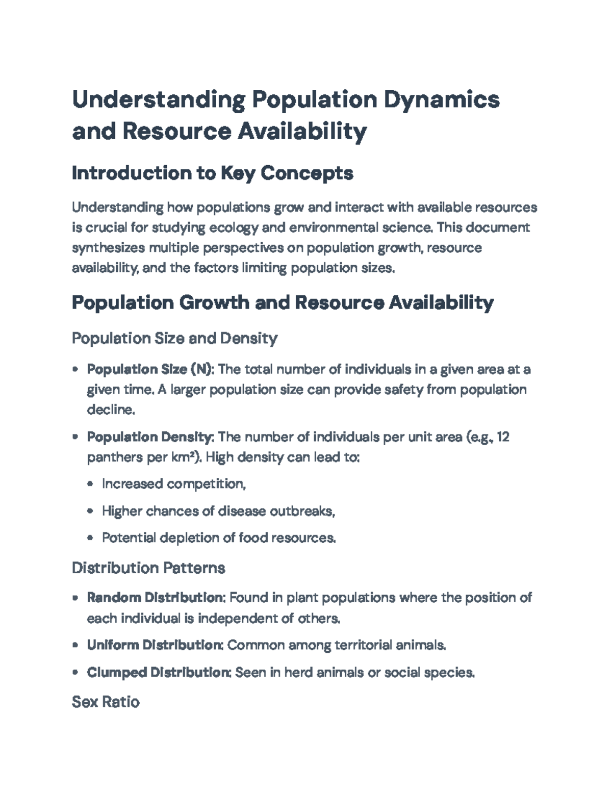 Understanding Population Dynamics and Resource Availability in Ecology ...