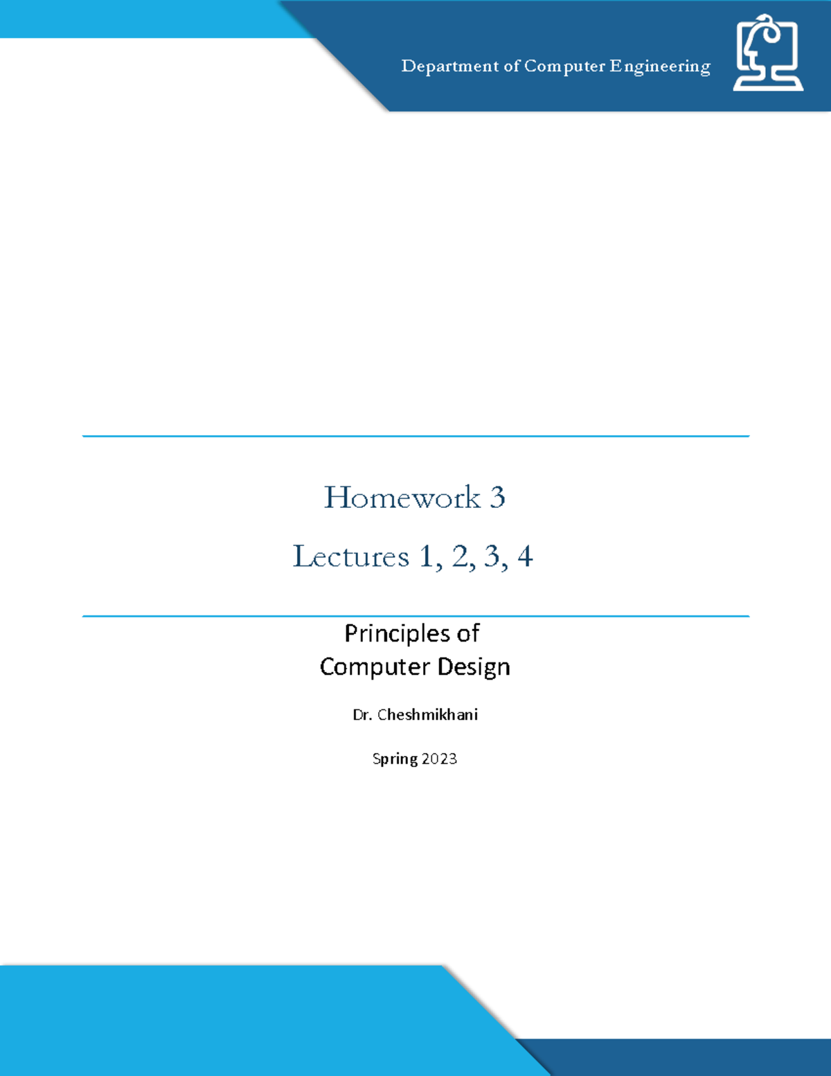CA 2023 Homework 3: Principles of computer design lectures 1-4 - Studocu