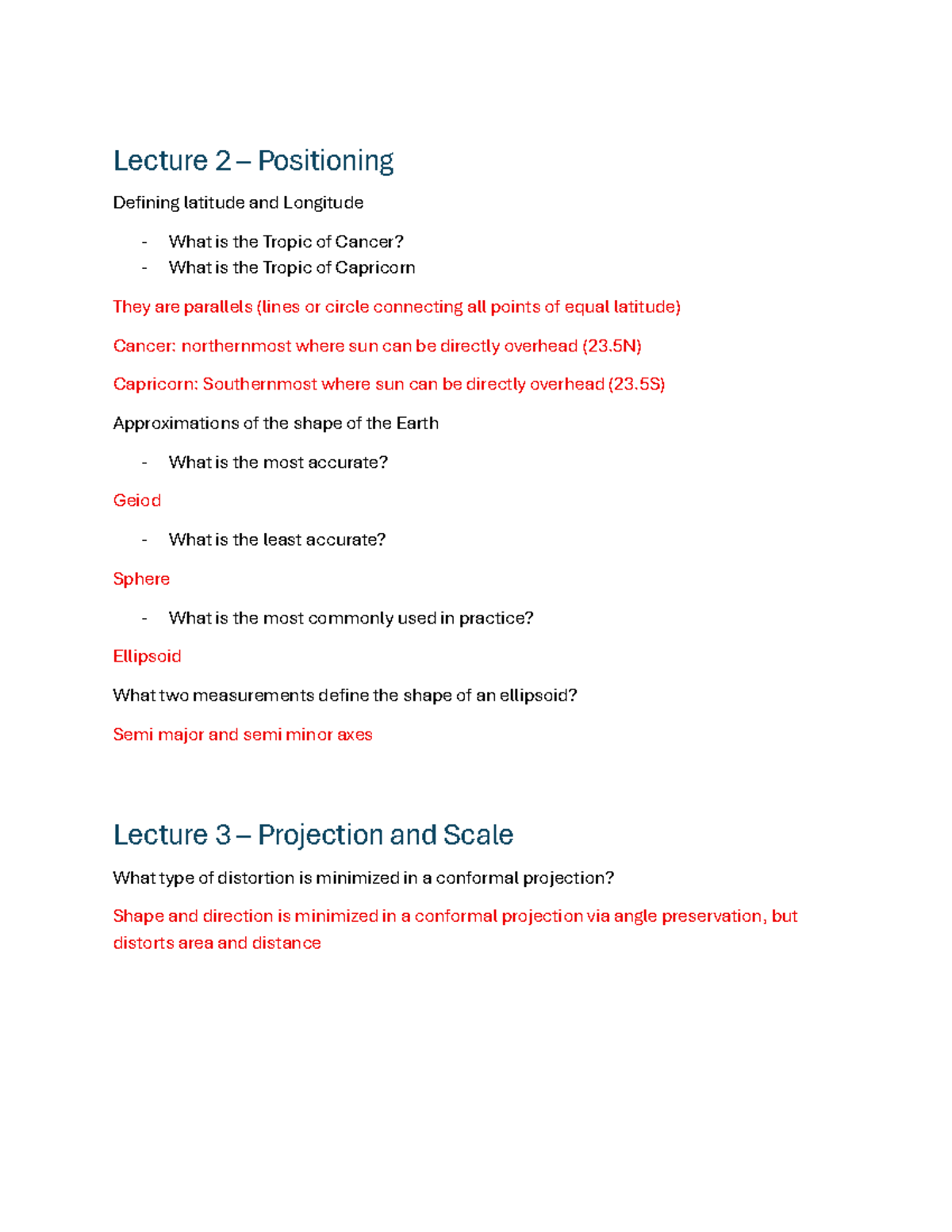 CONS 127 Lecture Notes: Positioning, Projections, and GNSS - Studocu