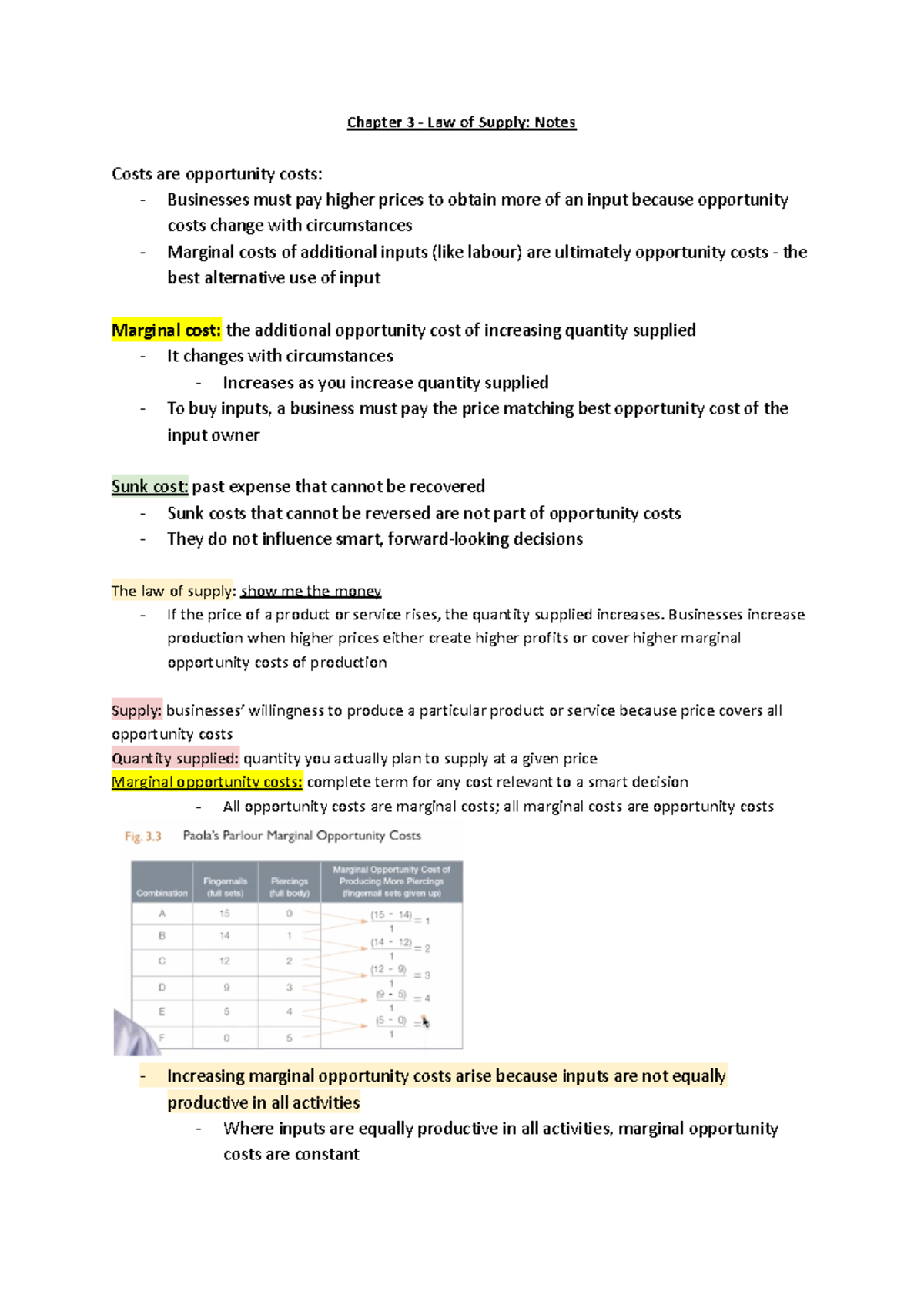 Chapter 3 - Law of Supply Notes - Chapter 3 - Law of Supply: Notes ...