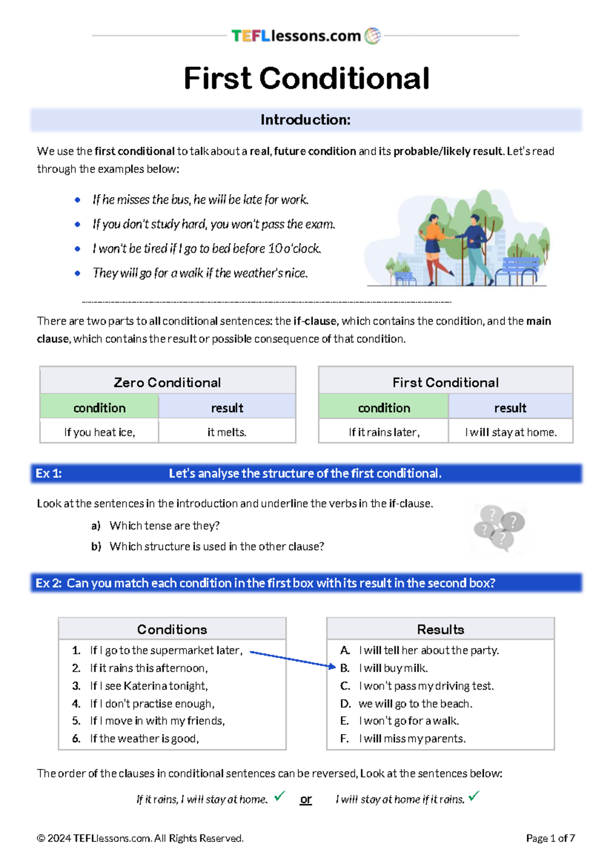 First Conditional Lesson Plan: Teacher's Copy for TEFL 2024 - Studocu