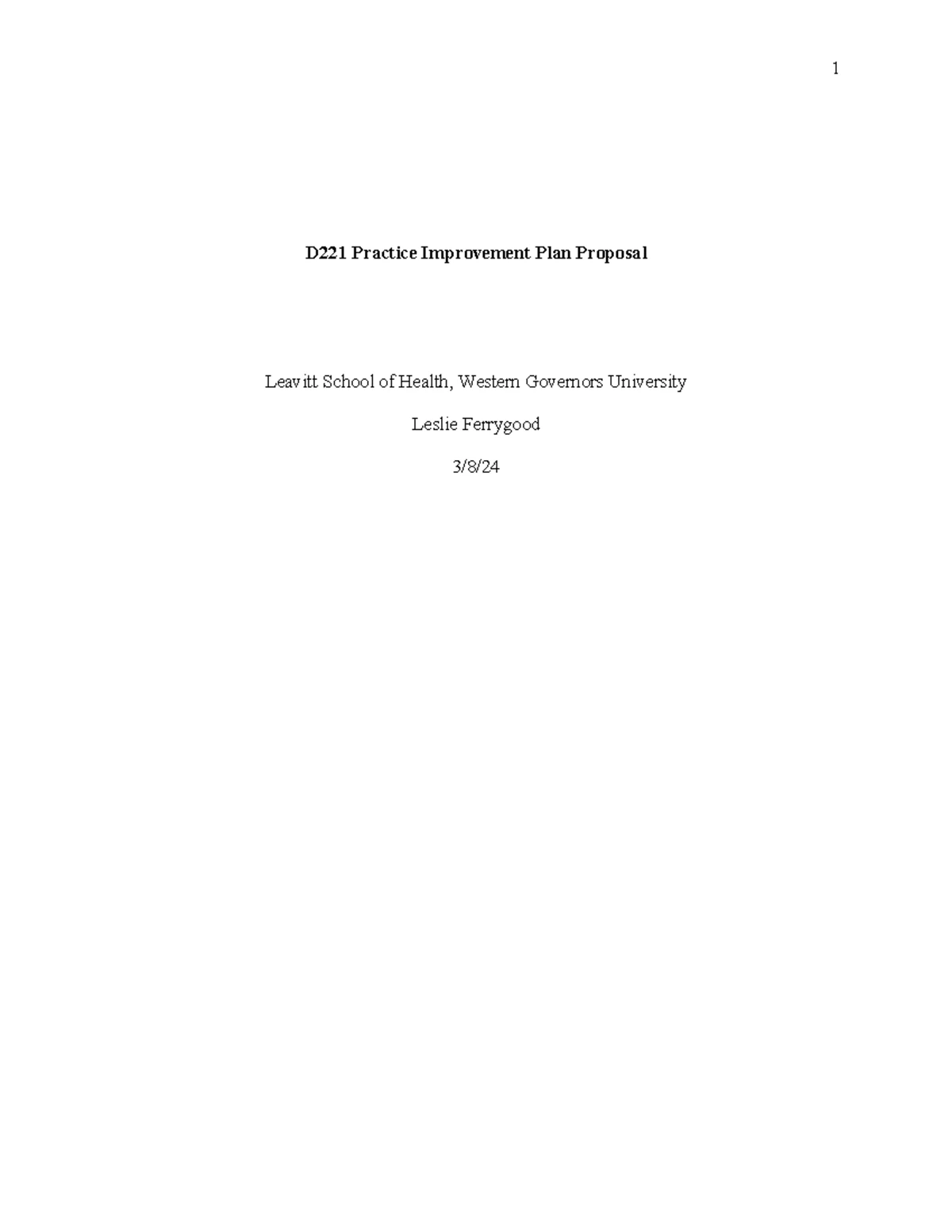 D221 Task - task passed 1st attempt - D221 Practice Improvement Plan ...