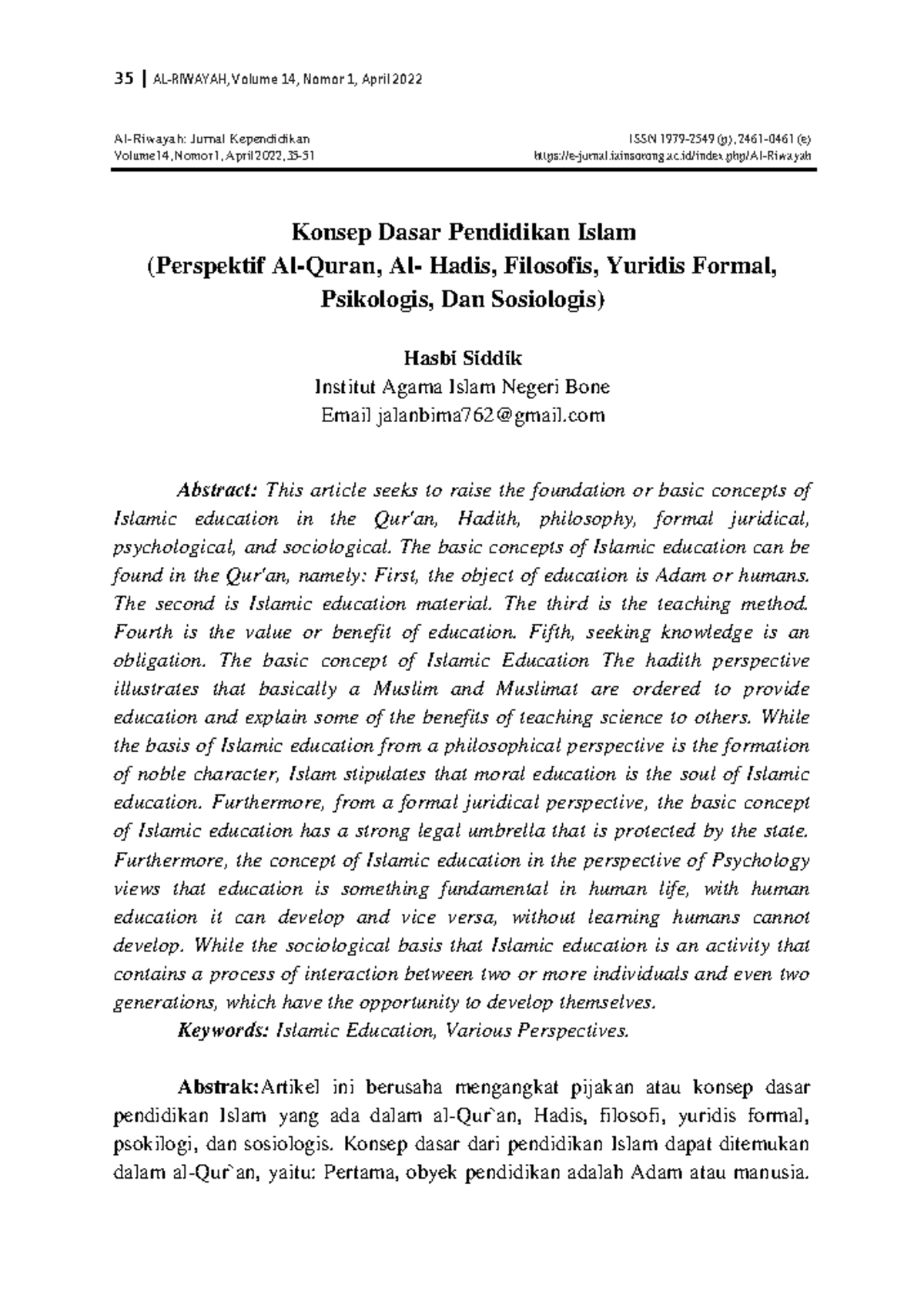 Konsep Dasar Pendidikan Islam: Perspektif Hadis, Filosofis, dan Yuridis ...