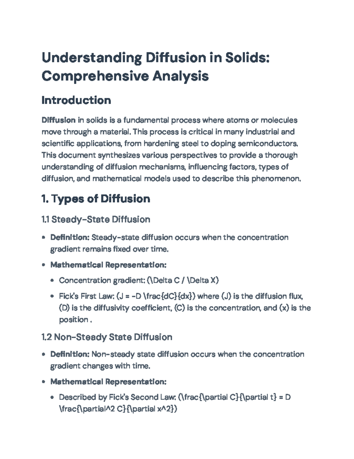Diffusion in Solids: Comprehensive Analysis (Material Science ...