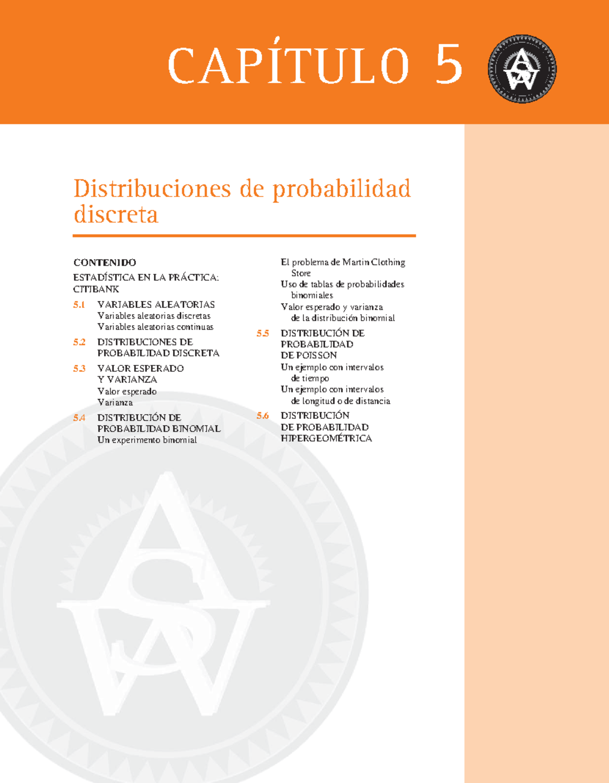 Capítulo 5: Distribuciones de Probabilidad Discretas [H2F] - Document Preview