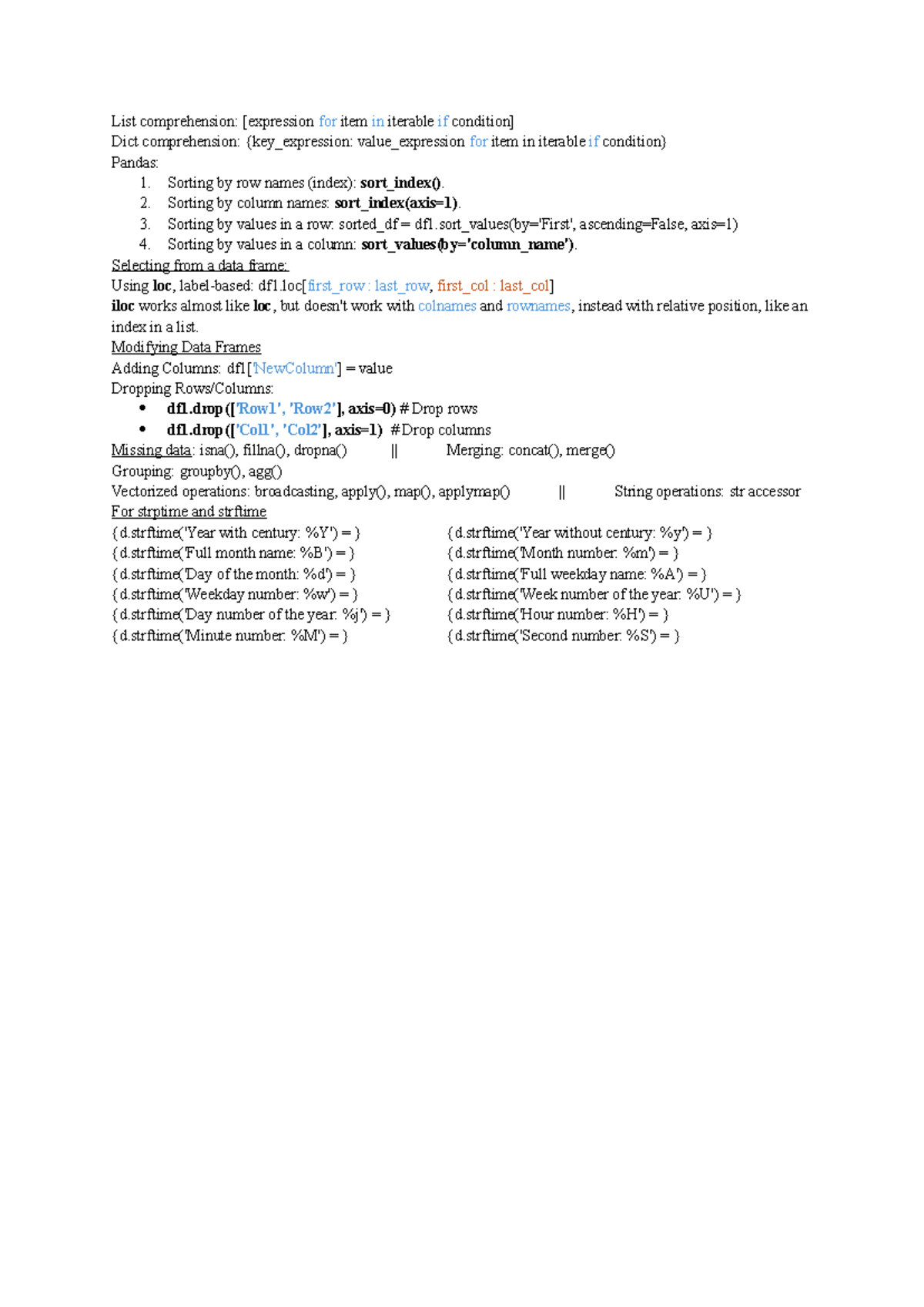 Python CS - Week 5 & 6 Lecture Notes on Data Manipulation Techniques ...
