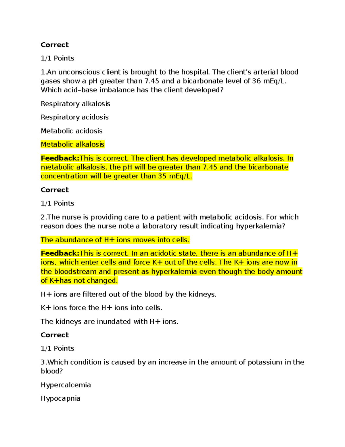 Pathophysiology Study Guide - Readiness Test - Correct 1/1 Points 1 ...