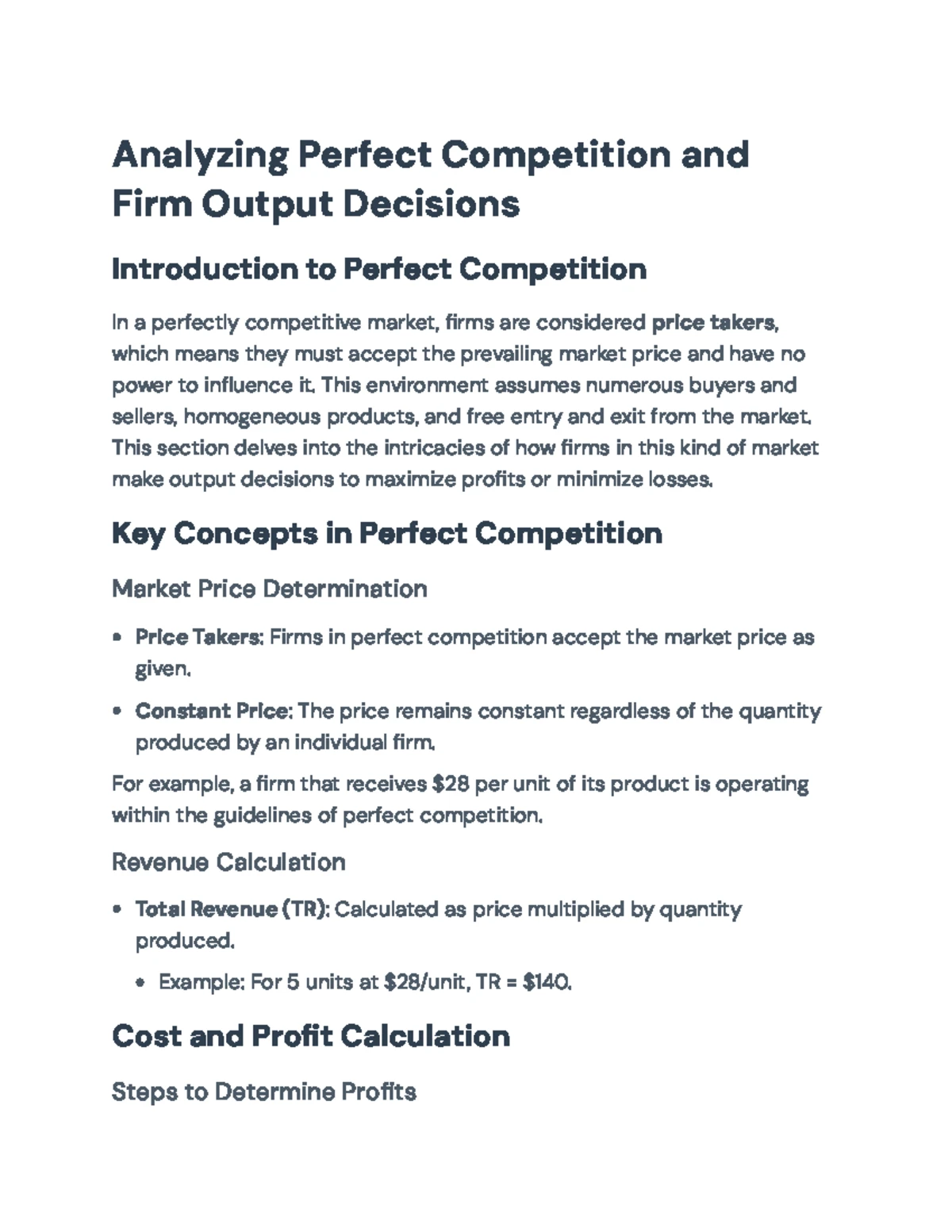 Analyzing Perfect Competition & Firm Output Decisions (Microecon) - Studocu