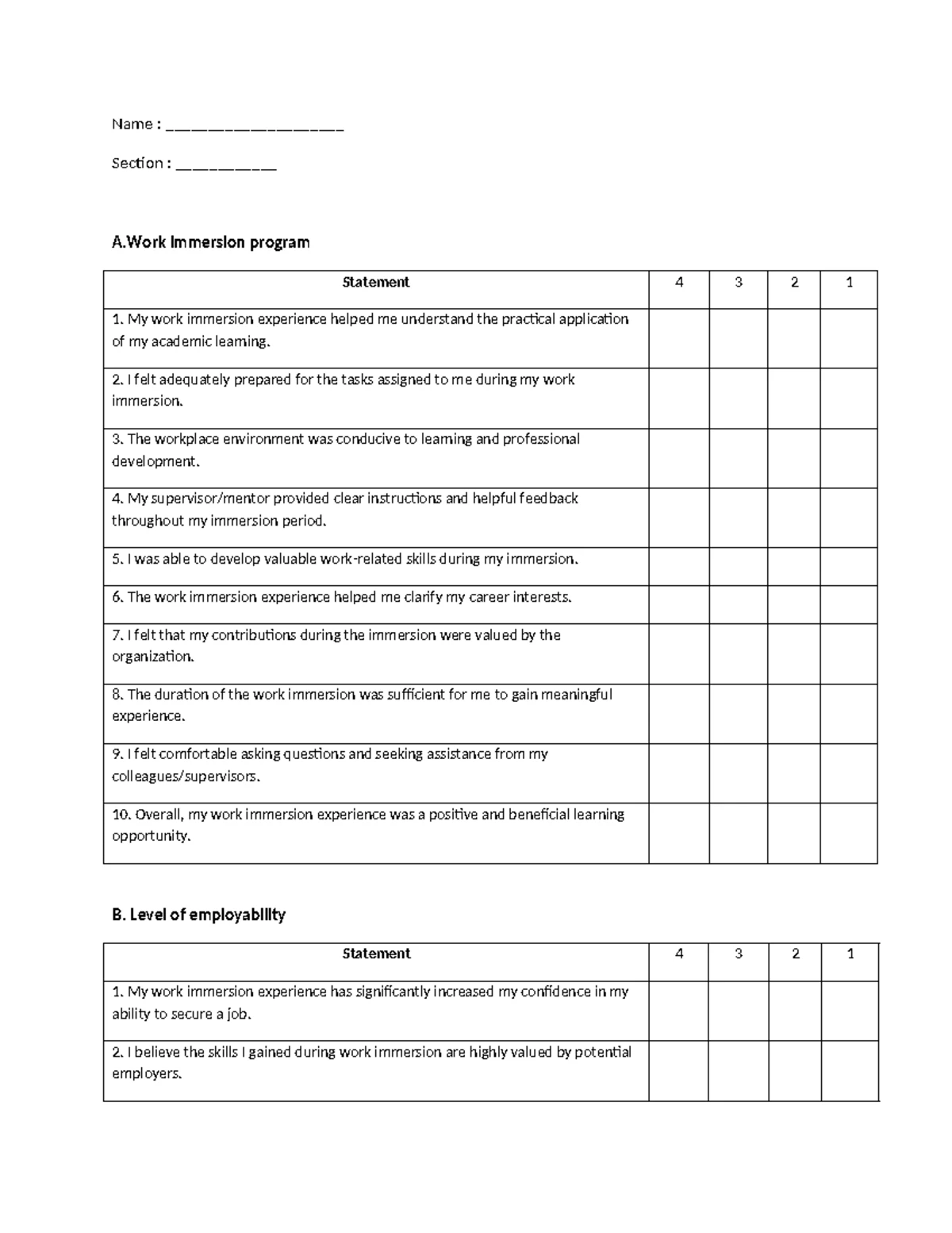 End-of-Day Evaluation Tool (Sample) for Program Feedback - Studocu