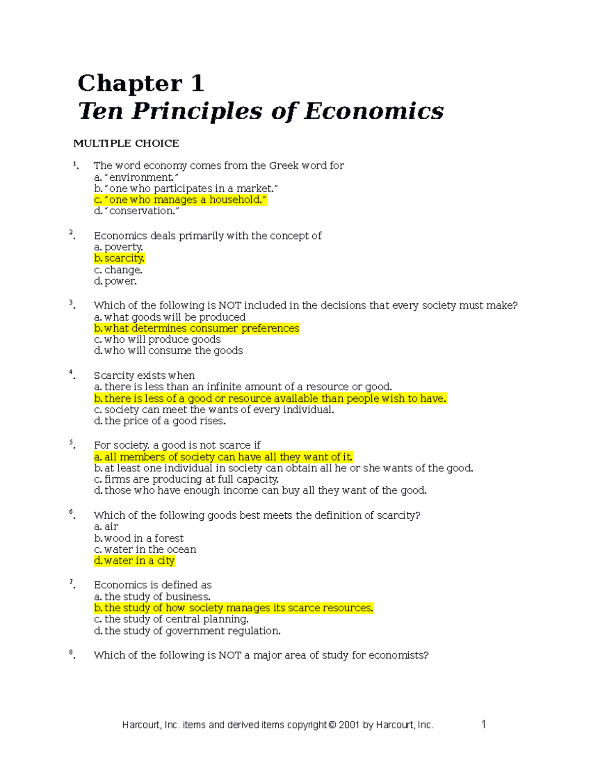 Chap01 - Testbank Chap 1 - Chapter 1 Ten Principles of Economics ...