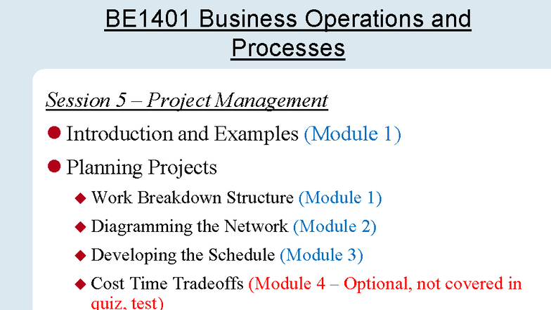 BE1401 Session 5: Intro to Project Management & Work Breakdown ...