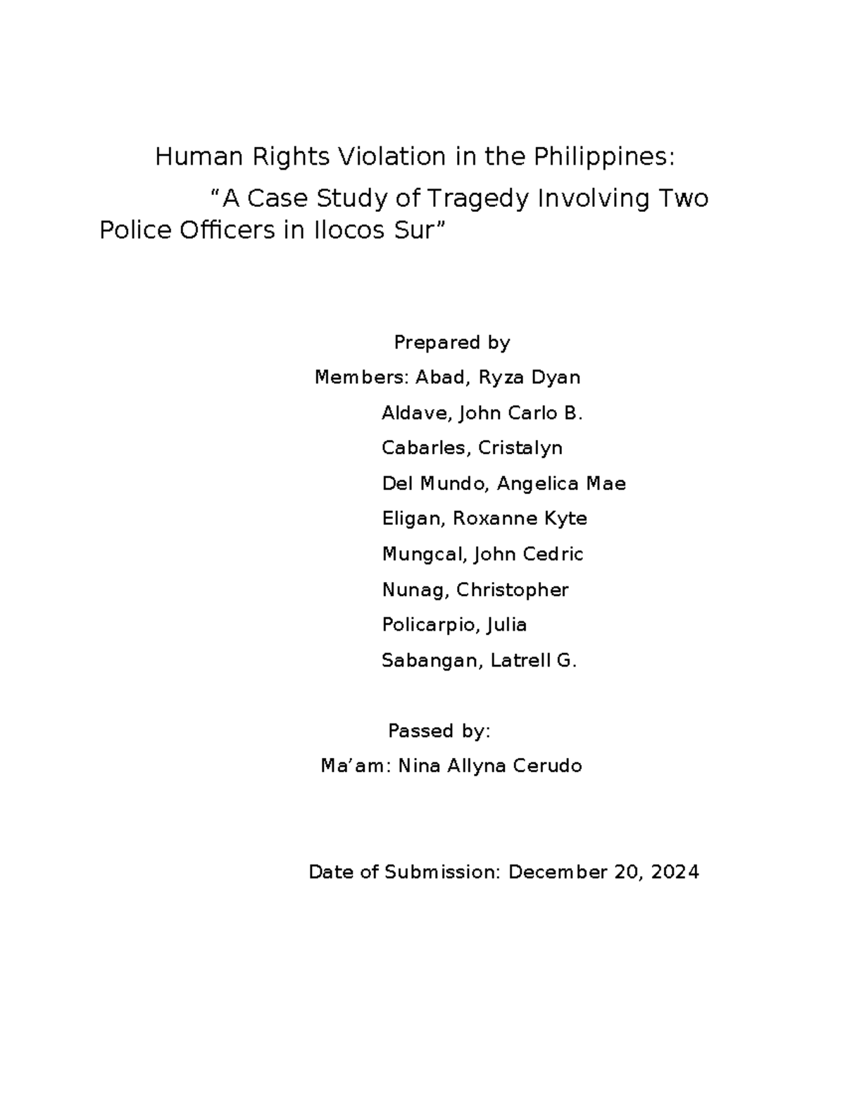 Case Study 2: Human Rights Violations by Police in the Philippines ...