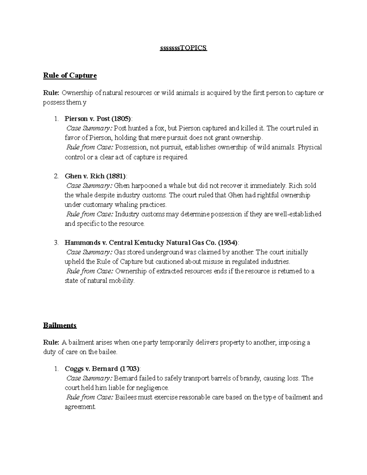 Property rules and cases: A summary of key legal principles and rulings ...