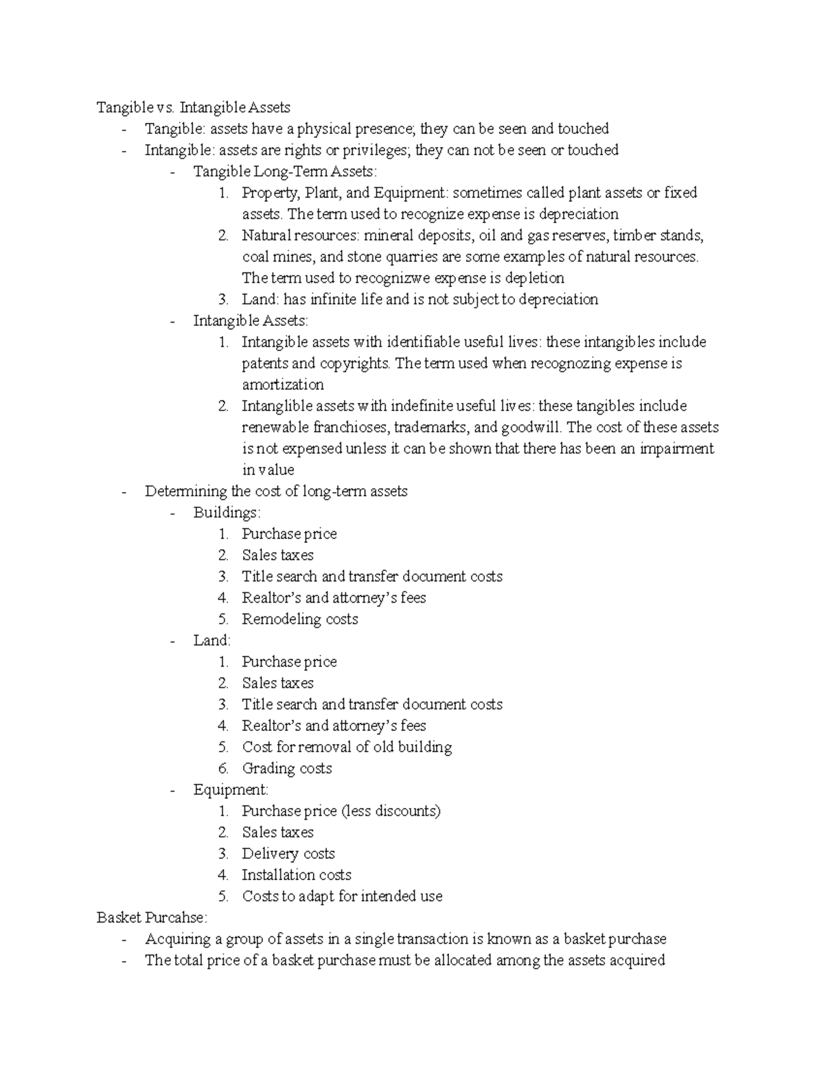 BA 215 Chapter 6: Understanding Tangible and Intangible Assets - Studocu