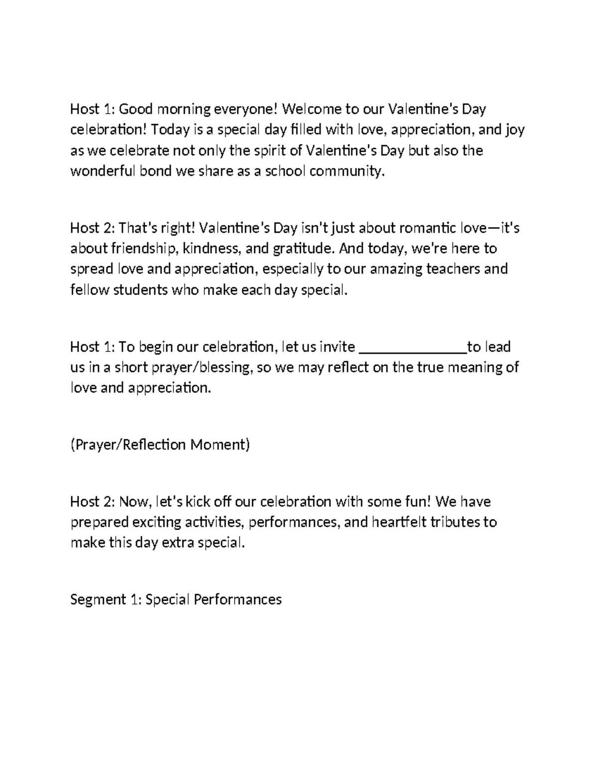 Valentine's Day Celebration Emcee Script for School Event - Studocu