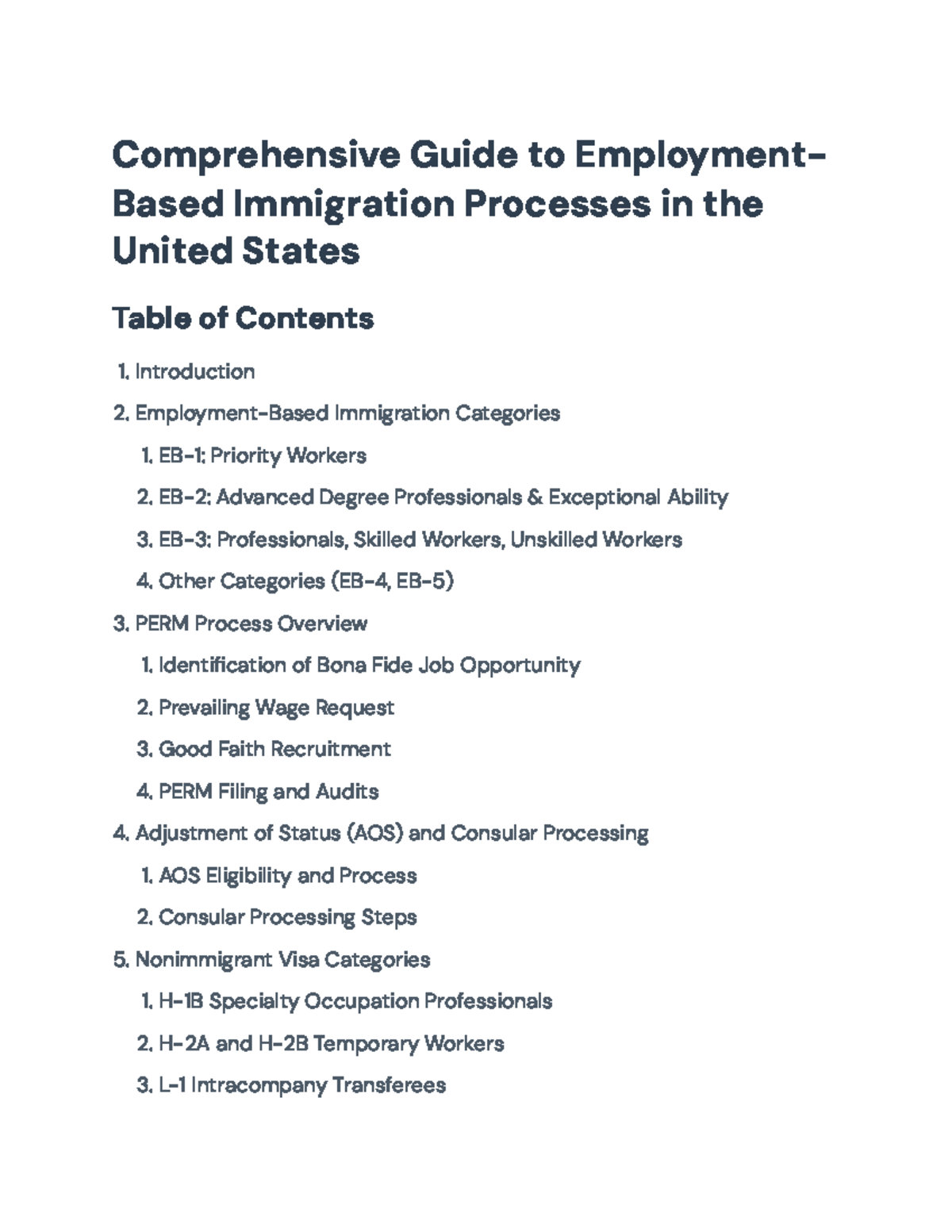 Comprehensive Guide to Employment-Based Immigration Processes (US ...