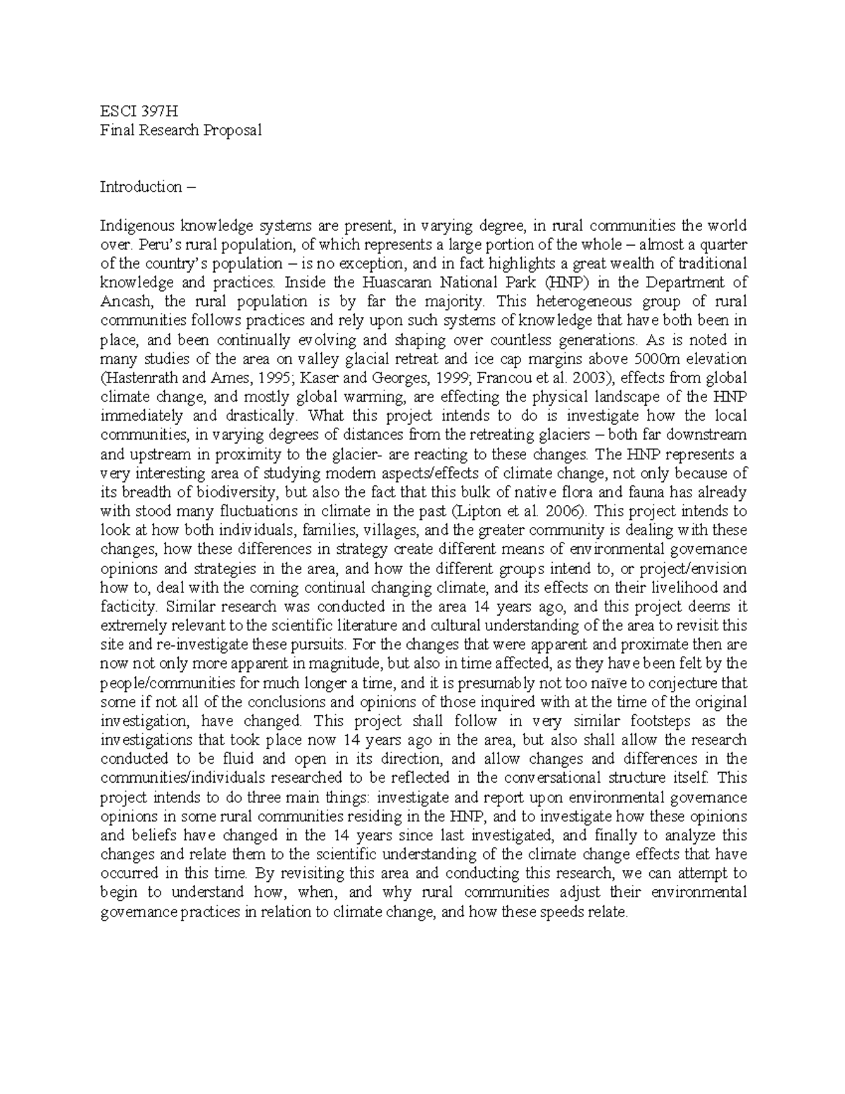 ESCI 397H Final Research Proposal: Indigenous Knowledge and Climate ...