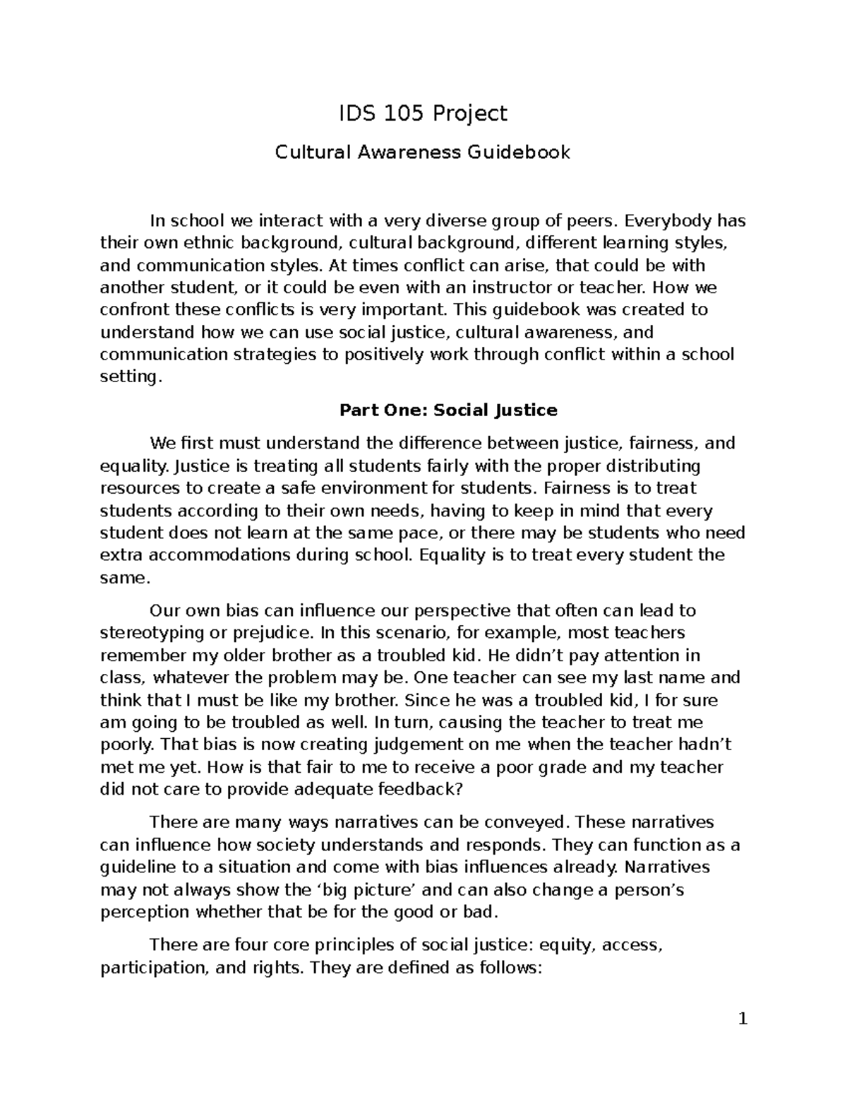 IDS 105 Final Project: Cultural Awareness and Conflict Resolution Guide ...