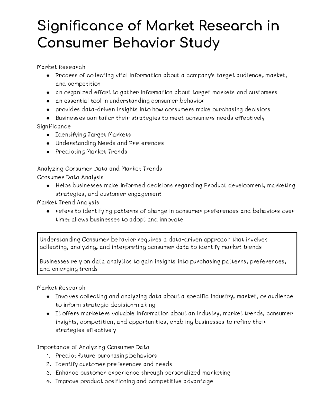 Significance of Market Research in Consumer Behavior (NUC) - Studocu