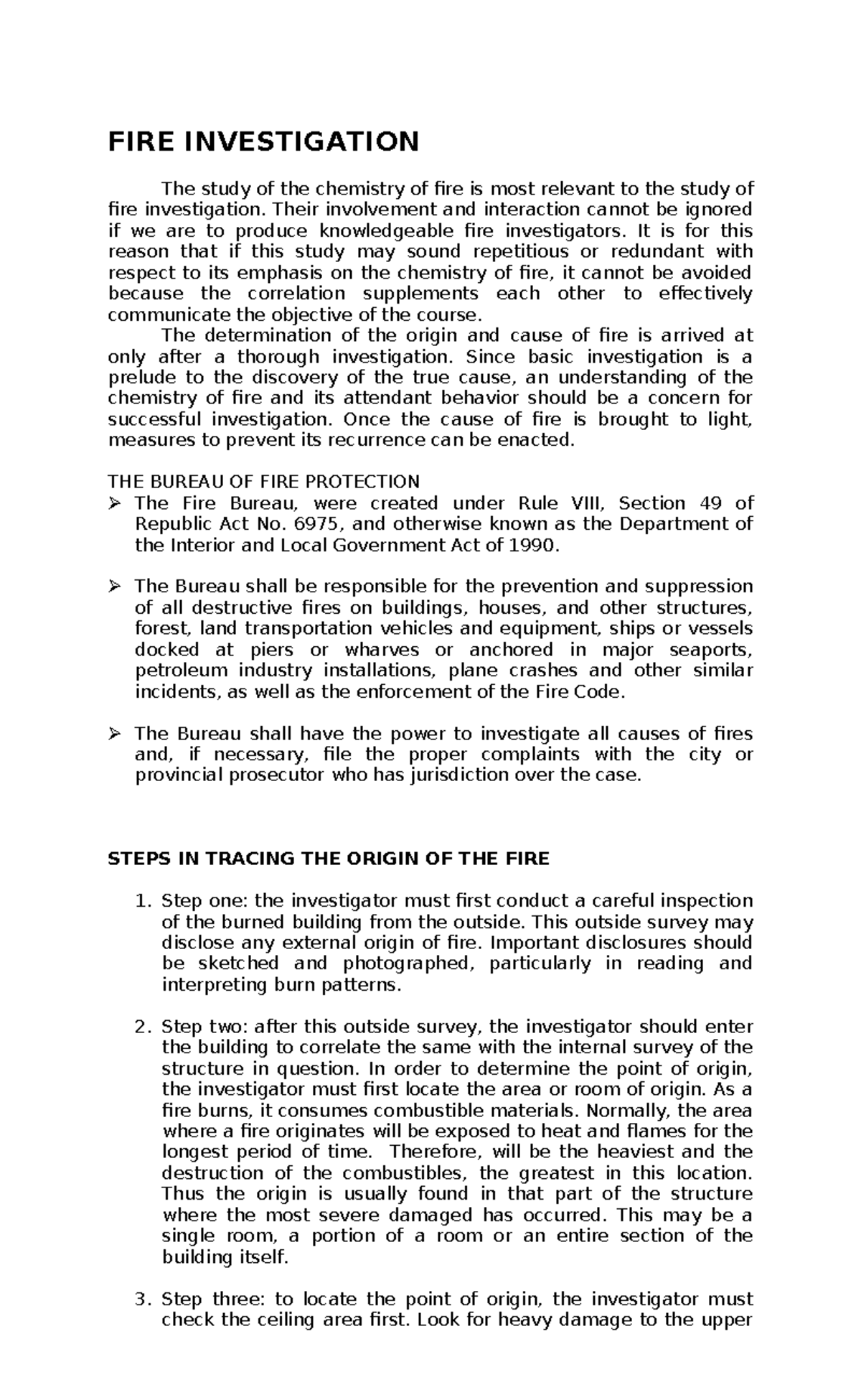 CDI6 Fire Investigation: Understanding Fire Chemistry and Evidence ...