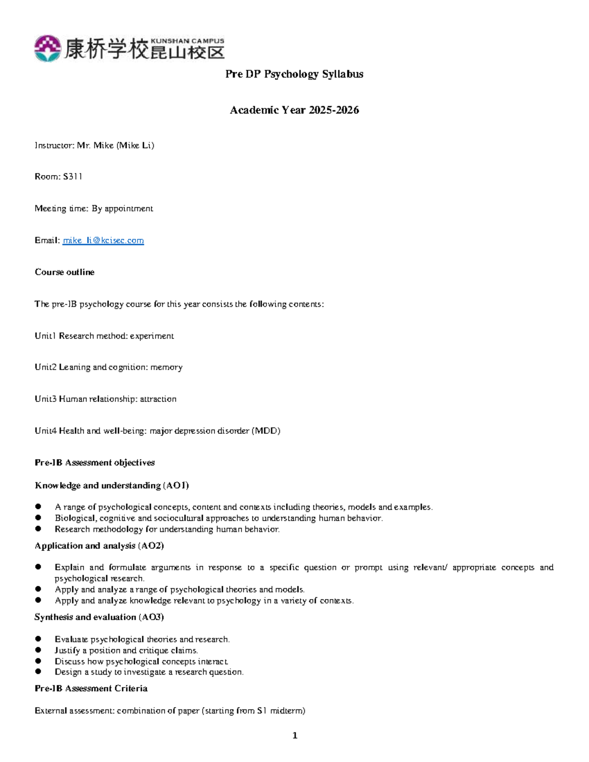 G10 Psychology Syllabus: Research Methods & Key Concepts - Studocu
