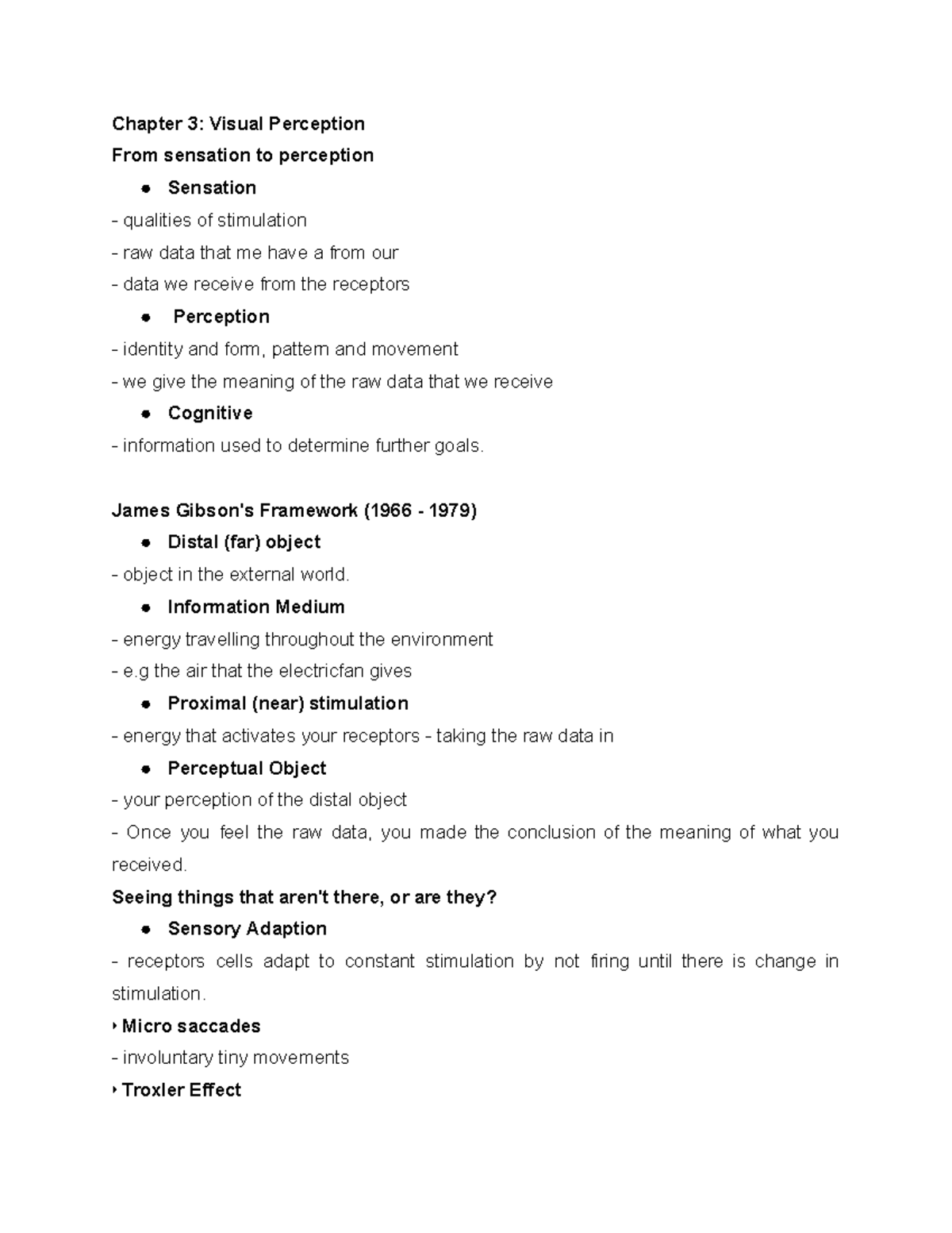 Cognitive Psychology Midterm Reviewer: Chapter 3 - Visual Perception ...