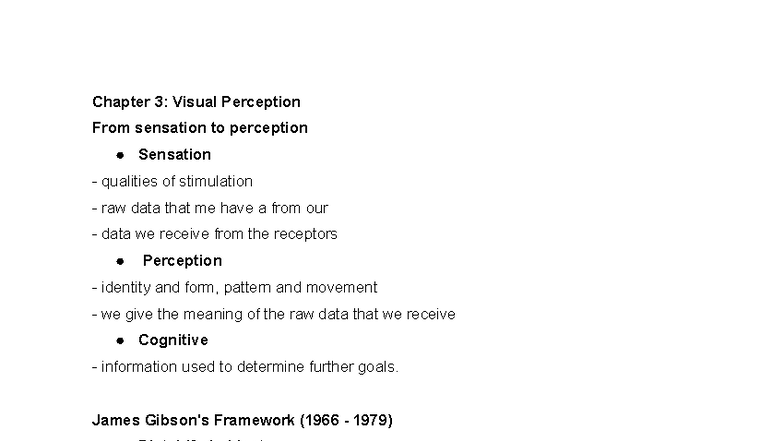 Cognitive Psychology Midterm Reviewer: Chapter 3 - Visual Perception ...