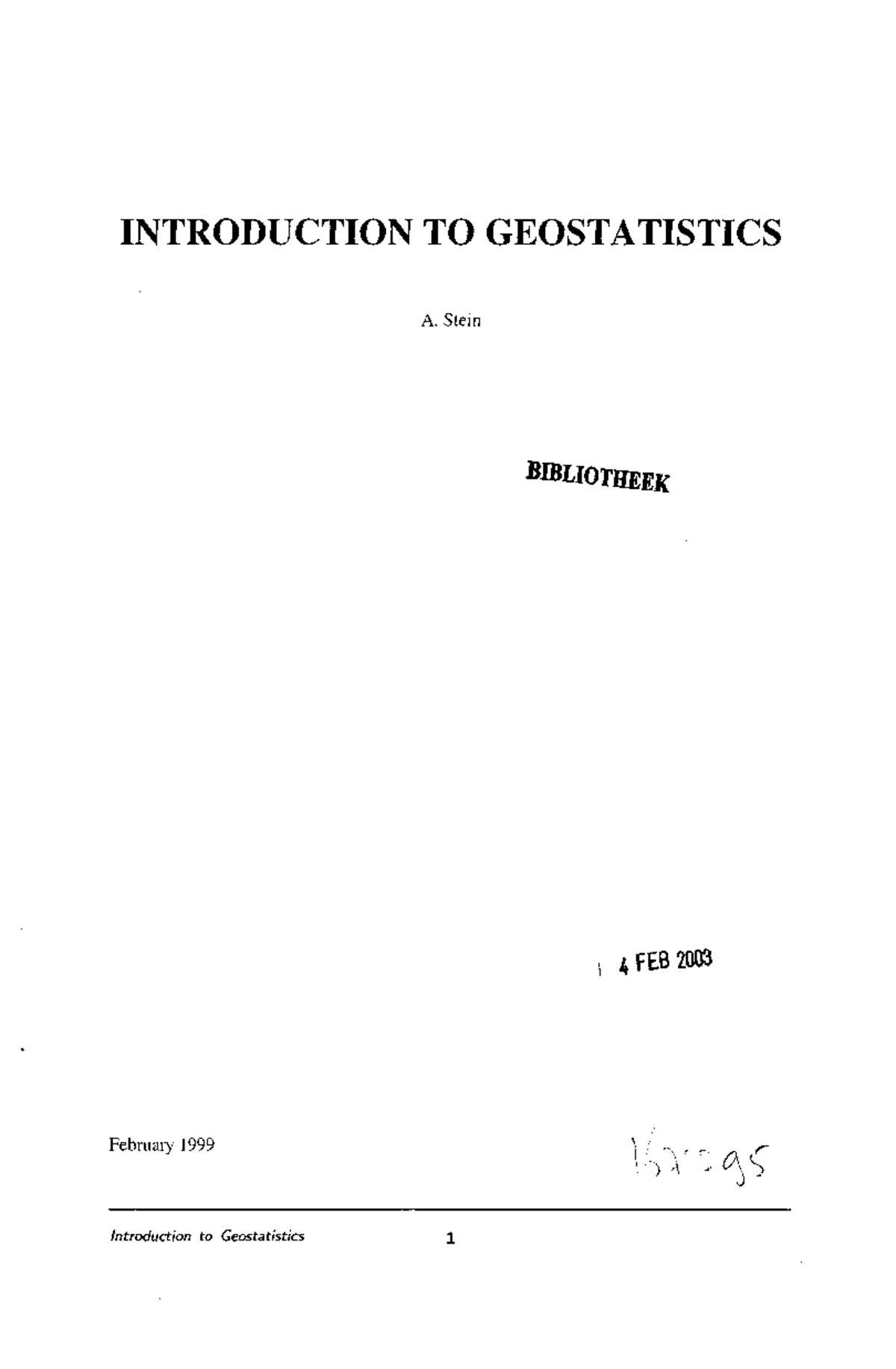 Final Exam Notes on Introduction to Geostatistics 397294 - Studocu