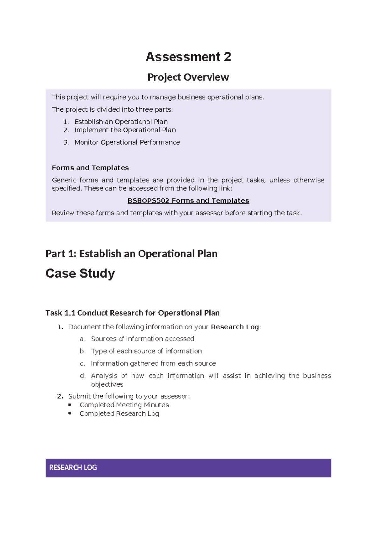 BSBOPS502 Manage Business Operational Plans - Assessment 2 Submission ...