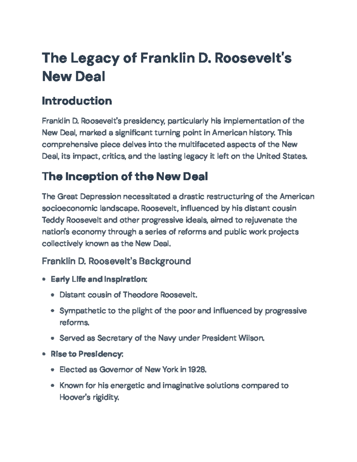 The Legacy of FDR's New Deal: Impacts and Lasting Reforms - The Legacy ...