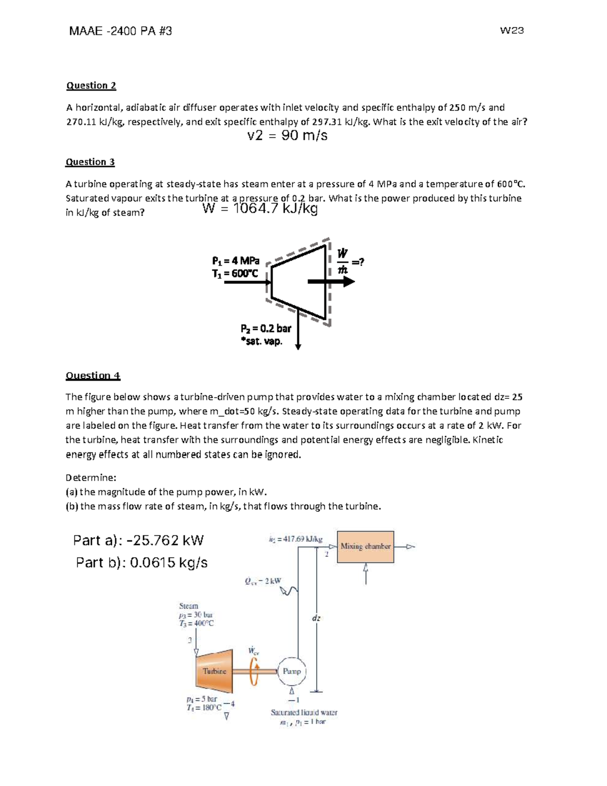 MAAE PA W23 Exam Questions on Thermodynamics and Fluid Mechanics - Studocu