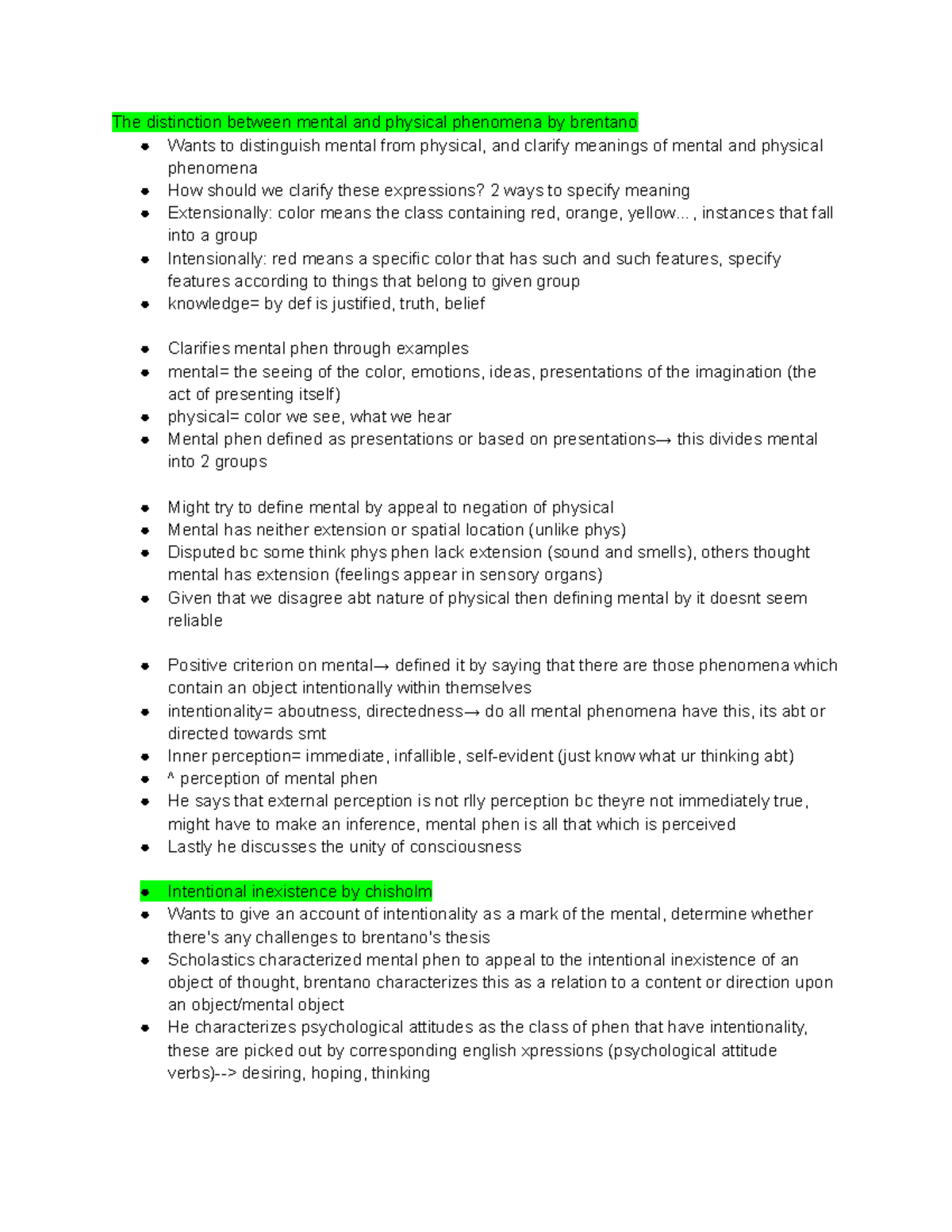 PHI 103 Week 5 - Mental Content - The distinction between mental and ...