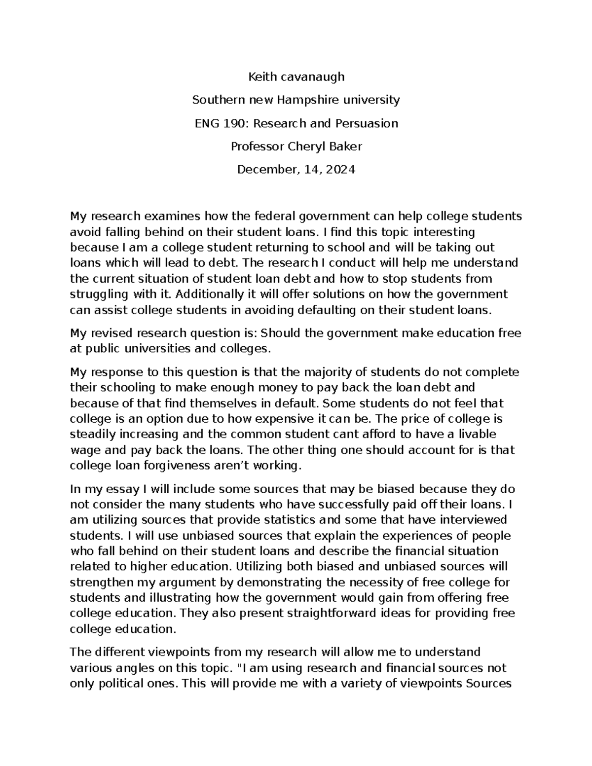 ENG 190: Research on Federal Solutions for Student Loan Debt - Studocu