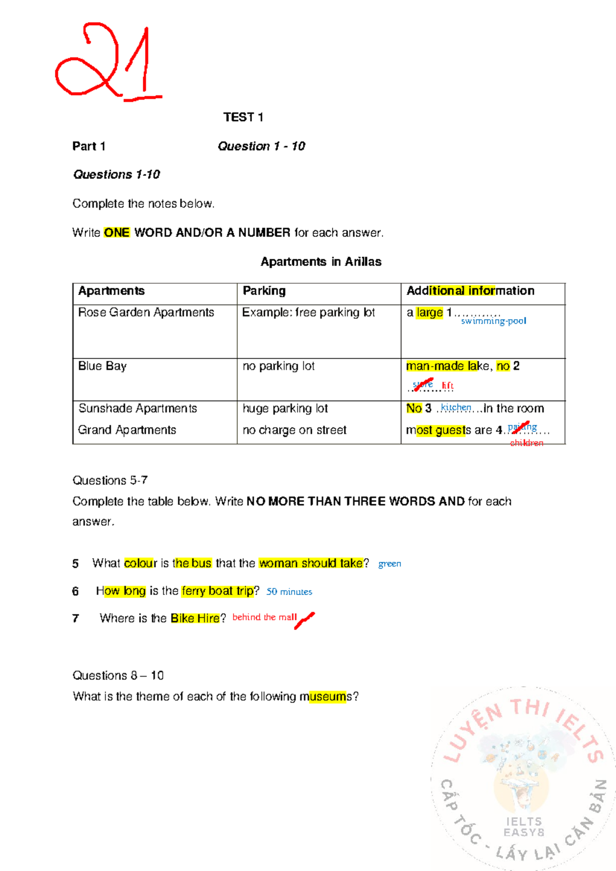 Listening Test 4: Complete Notes and Questions for 12.4.25 - Studocu
