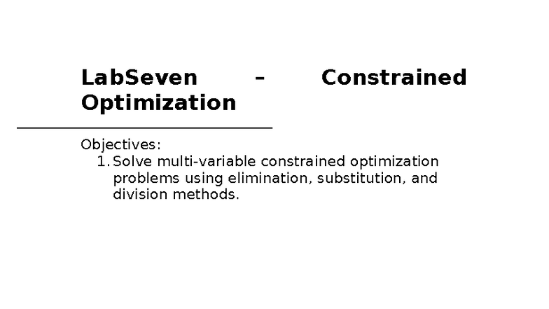Lab7 Constrained Optimization Techniques in AGEC 217 - Studocu
